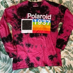 Polaroid Tie-Dye Unisex Long-Sleeve Graphic Tee (100% Cotton)
